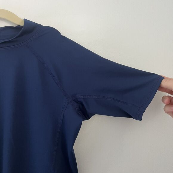 Land’s End Boys Navy Short-Sleeve Rash Guard Swim‎ Shirt Size Large 10-12 - Picture 3 of 9